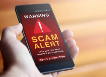 Scam warning on a cell phone