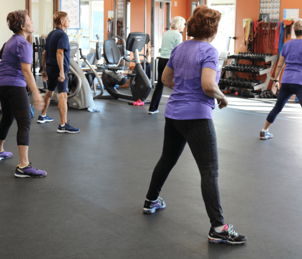 Seniors exercising in the MAC fitness center