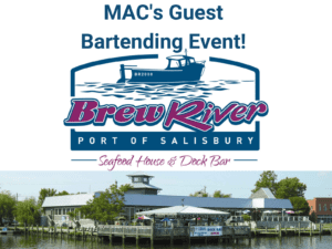 Brew River's outdoor dock bar and dining area on the Wicomico River