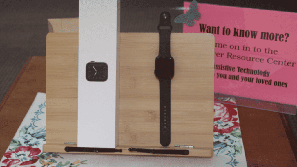 An apple watch on display in MACs Assistive Technology Center