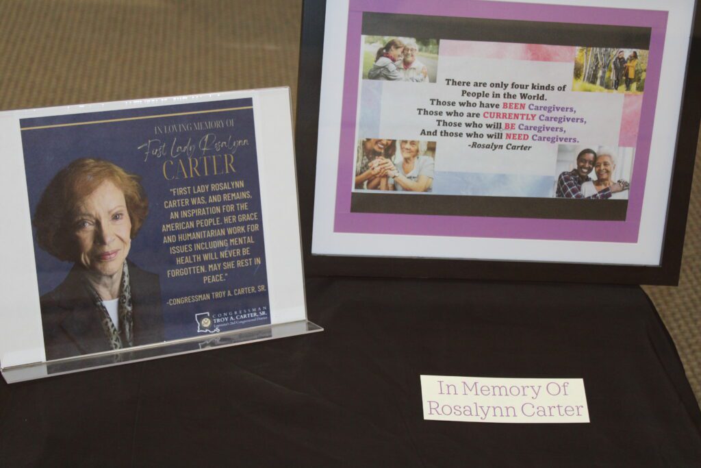 A small memorial for Rosalynn Carter in the Caregivers Resource Center