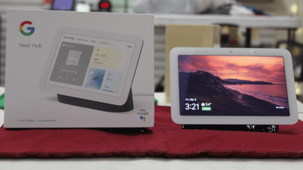 The Google Nest Hub on display in the Assistive Technology Center