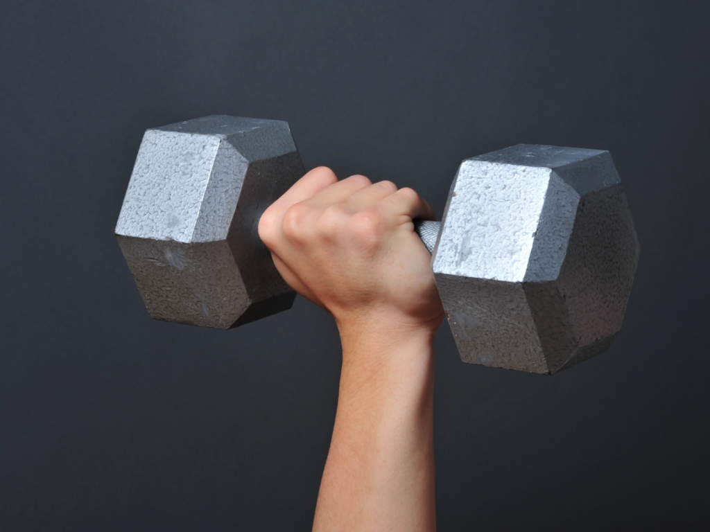 Heavy resistance training with a dumbbell