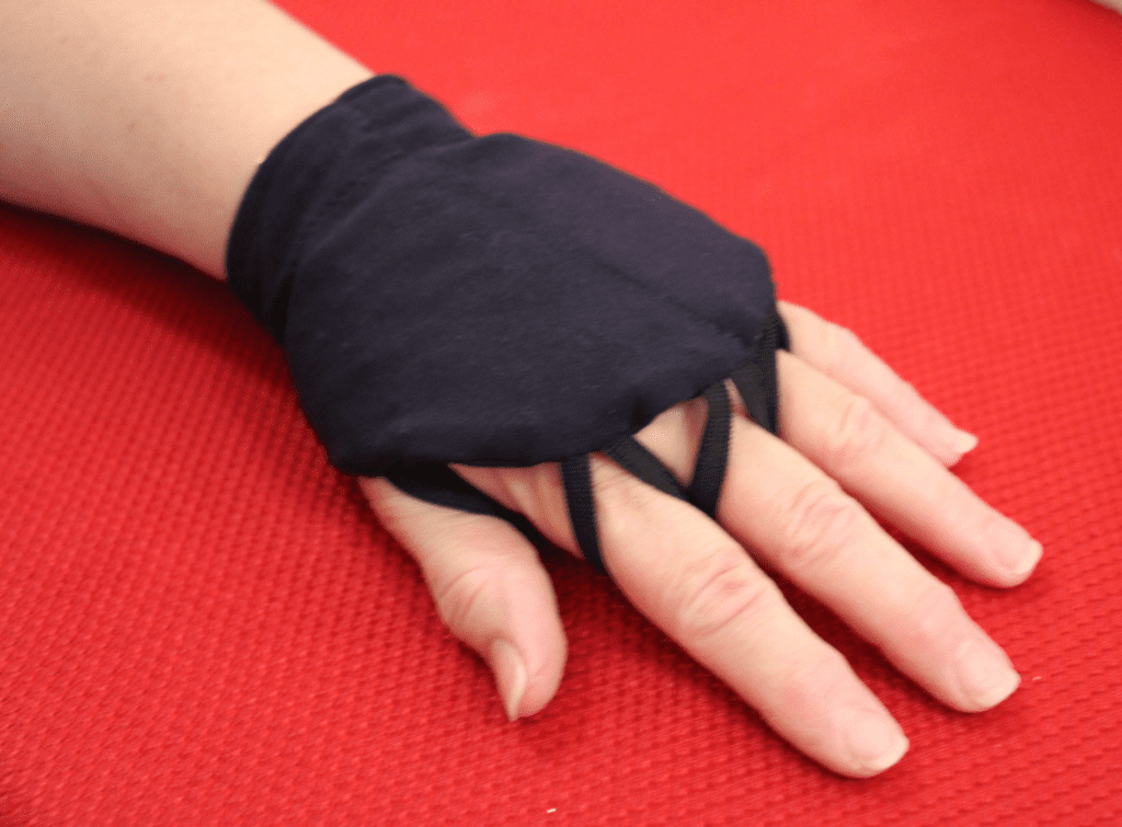 black glove with finger loops